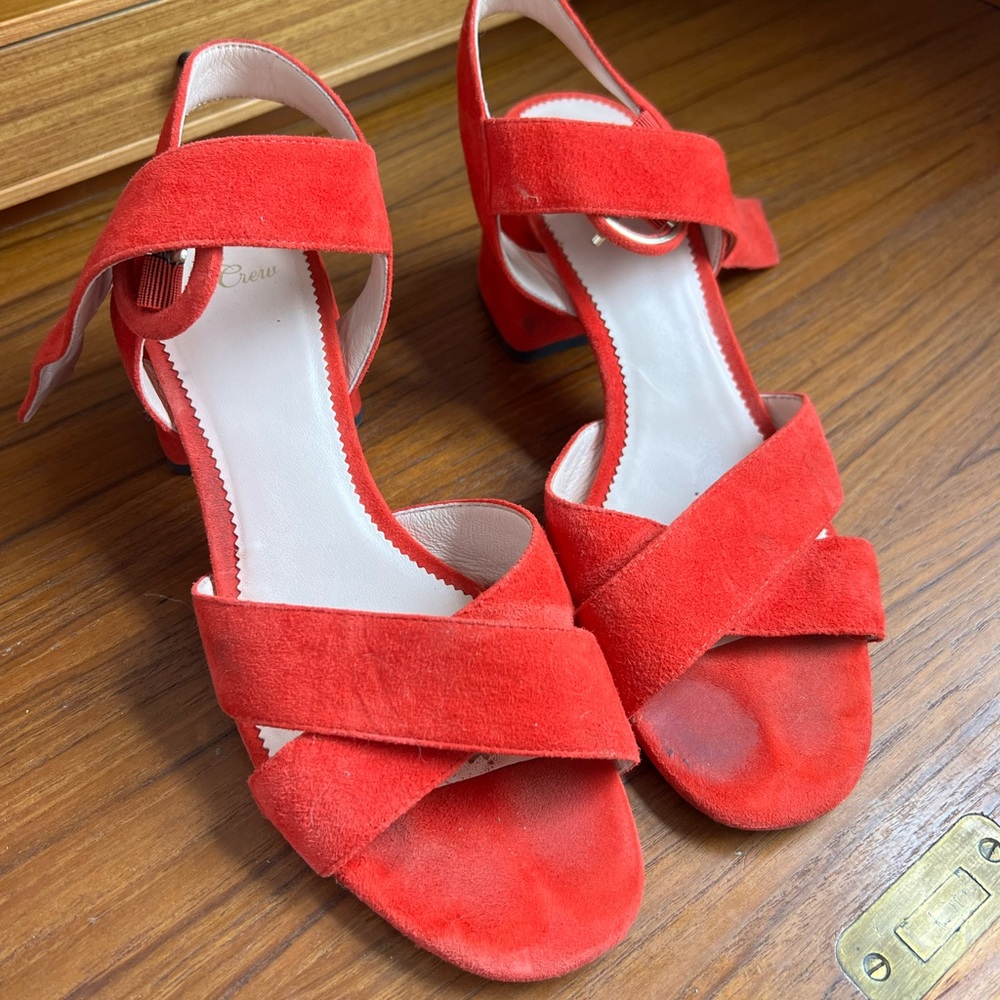 J. Crew Suede Block Heel Sandals